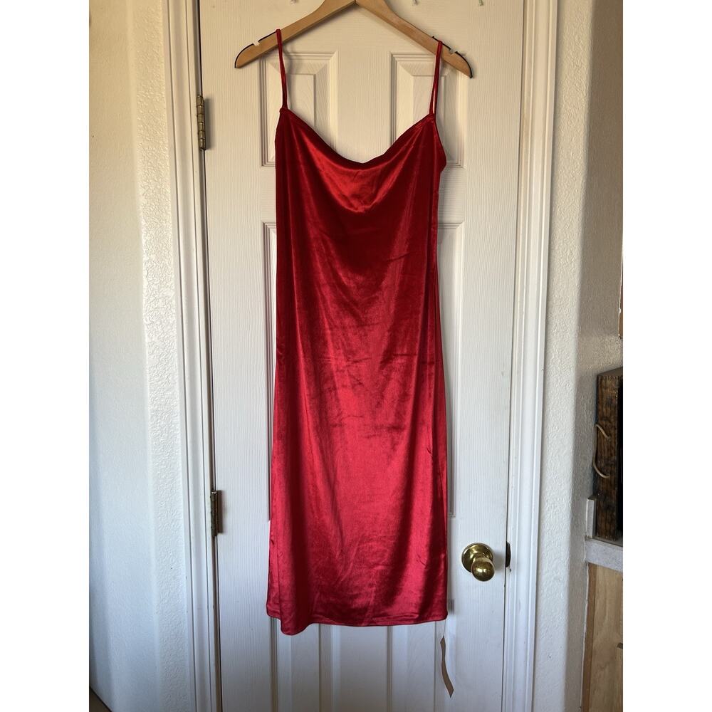 NWT Reformation Merel Velvet Midi Dress in Cherry Red Size XL Low Back NEW - Picture 5 of 9